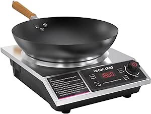 leconchef Induction Cooker with Wok 1800W Professional Electric Induction Burner with 11-Level Setting for Cooking,24-hour Timer and Preset,Keep warm,14" Carbon Steel Wok Included
