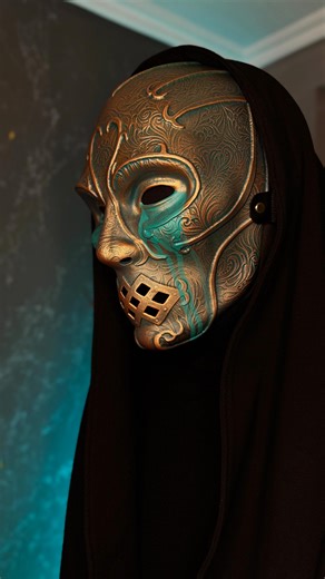 Custom masks | Cyberpunk masks on Instagram: "Death Eater mask from Harry Potter 彩 Bronze&Teal tears  Available for purchase Text us Dm to order your Death eater mask and you’ll get a link for purchase  #deatheatermask #deatheaters #deatheater #harrypottercosplay #tomriddle #lordvoldemort #custommask #harrypotterfan"