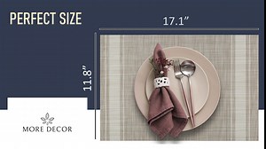 More Décor Dining Table Placemats, Washable Heat-Resistant PVC Vinyl Table Mats for Dining Room and Kitchen, Anti-Slip - Set of 4 - Vertical Striped Blue - Grey