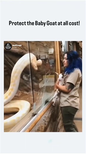 Business | Motivation on Instagram: "The video shows a zookeeper clutching a baby goat as a two-headed albino python smashes its enclosure glass in a zoo, prompting panicked staff to flee and yell commands like "Move! Move! It's coming again!" Widely recognized as AI-generated based on unnatural movements and rarity of two-headed snakes escaping enclosures, it echoes viral hoaxes like fabricated animal attacks for social media engagement. Despite 9+ million views and thousands of likes, replies 