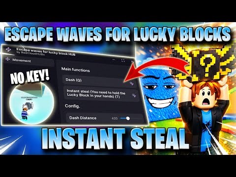 ESCAPE WAVES FOR LUCKY BLOCKS SCRIPT *NO KEY* AUTO FARM, INSTANT STEAL, DASH & MORE! ✅💸