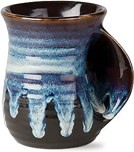 TAG Glaze Hand Warmer Coffee Hot Tea Hot Coco Stoneware Mug, 18 oz. Blue Blue