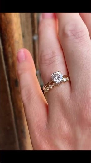 Round Cut Diamond Engagement Ring with Diamond Band ✨ | Timeless Sparkle in Every Angle