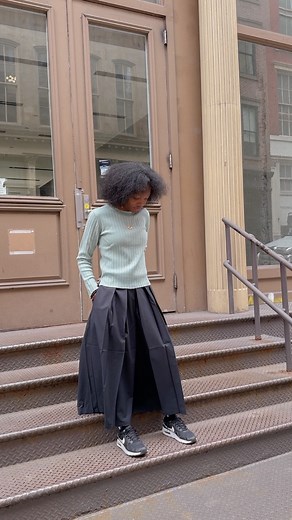 Meet the MUJI Double Layered Hakama Pants. A traditional piece, simplified and reimagined. Outfit Details: [Outfit 1] - Women's Soybean Fiber Ribbed Crew Neck Sweater | Light Green S (BA1OF24S) - Women's Double Layered Hakama Pants | Black S (BE1SM24S) [Outfit 2] - Women's Washed Broad Regular Collar Long Sleeve Striped Shirt | Light Yellow Stripe M (BC2JE24S) - Women's Double Layered Hakama Pants | Black S (BE1SM24S) [Outfit 3] - Women's Washable Milano Rib Knit Striped Skipper Polo Sweater | O