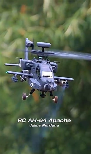 Apache RC helicopter firing rockets in action