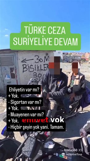 84K views · 386 reactions | Suriyeli motorcu ile Polis diyalogu ... +Ehliyetin var mi? - Sigortan var mi? +Yok. - Muayenen var mi? . +Yok. ⁃ Hiçbir şeyin yok yani. Tamam. | Özlemce ceramics Handmade | Facebook