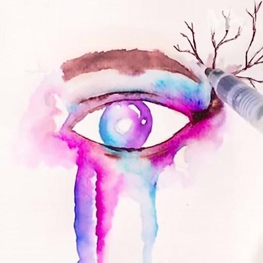 Surrealist Inspired Eye Painting // Easy Art Illustrations for Beginners