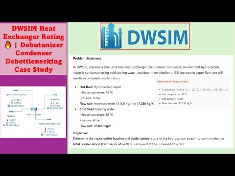 DWSIM Heat Exchanger Simulation | Debutanizer Condenser with Geometry & Rating