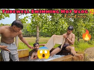 Swimming in Tubewell Water Pool in Village | village tube swimming | indian swimming vlog