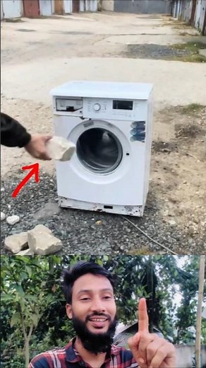 See what happens if you put a brick in the washing machine #shorts #youtubeshorts #viral #facts