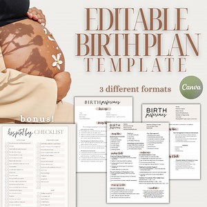 Birth Plan Template Editable and Printable Birth Plan Labor and Delivery Plan Hospital Bag Checklist Natural Birthing Plan Pregnancy Planner - Etsy Australia