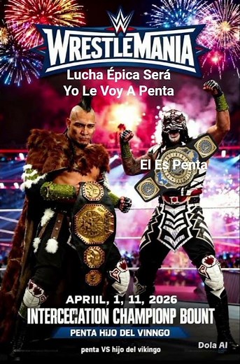 Sábado 11 de abril lucha por el campeonato intercontinental penta VS hijo del vikingo