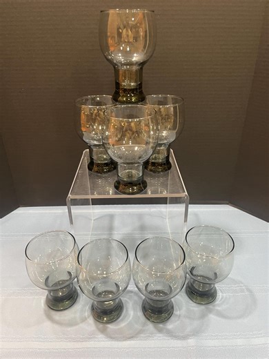 Vintage Set of 8 Libbey STAX Stemware - Sexy Smokey Gray - Barware - Water Glasses - Beer Glasses - Bubble Glasses - Etsy UK