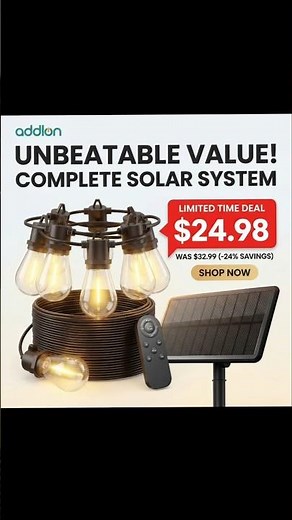 Solar String Lights for Outdoor Patio – addlon 33FT Waterproof LED Solar Lights with Remote