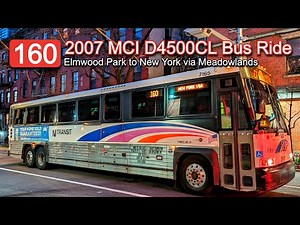 NJ Transit 160 Bus Ride: 2007 MCI D4500CL 7141 from Elmwood Park to New York via Meadowlands