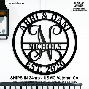 Custom Family Name Metal Monogram Sign or Ornament, Last Name Sign, Bridal Shower Gift, Personalized Wedding Gift, Custom Anniversary Gift - Etsy