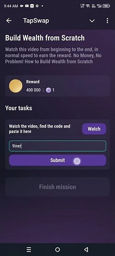 Build Wealth From Scratch | TapSwap Video Code | 4 November TapSwap Youtube Video Code