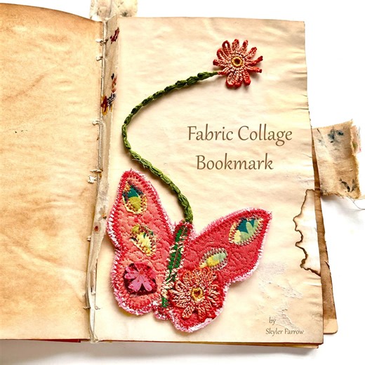 Unique Butterfly Bookmark, Fabric Collage Soft Bookmark, Whimsical Bookmark - Etsy