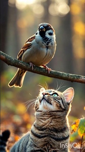 bird and a cat