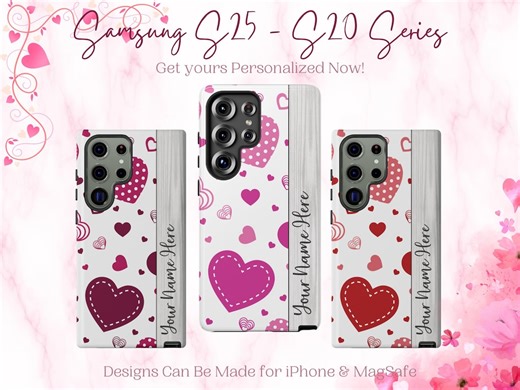 Personalized Samsung S25 Ultra Phone Case | Valentines Hearts Name Galaxy S24, S23, S22, S21, S20 | Android Plus, Ultra, FE Cell Phone Cases - Etsy UK