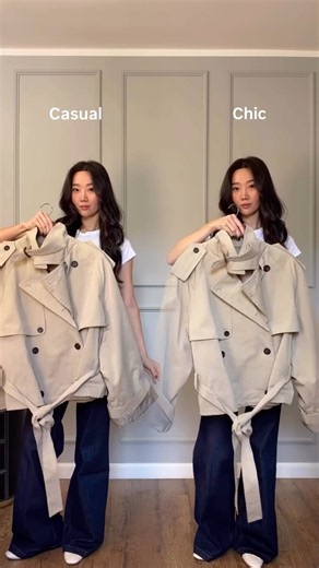 One trench coat , two ways : casual vs chic which one would you choose #shorts #reels #ootd #fyp