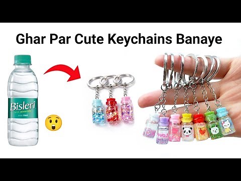 How to make Keychain from waste materials /Homemade glass keychain/DIY gift Keychain/bottle Keychain