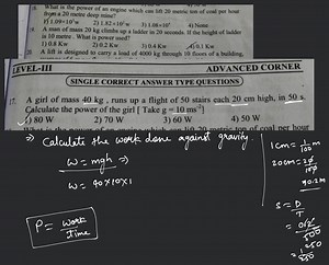 What is the power of an engine which can lift 20 metric ton of ... | Filo