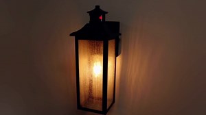 Motion Sensor Outdoor Lights, Dusk to Dawn Exterior Lighting Fixtures, Matte Black Outdoor Porch Lights with Seeded Glass Shade & E26 Sockets, Motion Detector Lights for Outside House