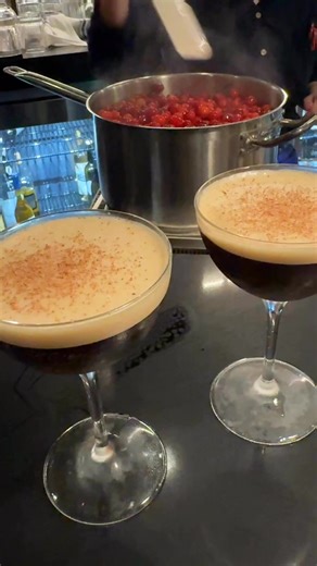 Sip the espresso martini. Cranberries in the back like, “simmer down.” Our drink is debuting soon. 😉 | Cast & Crew