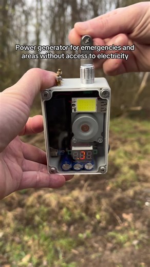 Portable hand-crank energy generator with USB, flashlight, and lighter #EmergencyGenerator #HandCrankGenerator #PortablePower #CampingEssentials