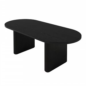 [Hot Item] Solid Wood Black Dining Table Ribbed Modern Luxury Dining Table 8 Seater Oval Dining Table