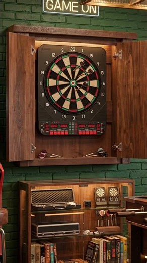 Barnwood Dartboard Cabinet | Bring timeless rustic charm to your game room