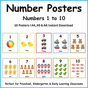 Number Posters 1–10 | Printable Counting Cards | Preschool Flashcards | A4 A5 A6 Classroom Decor | Early Learning Maths Printables I PDF - Etsy Canada