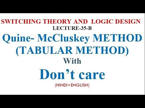 Quine- McCluskey METHOD (TABULAR METHOD) With Don’t care-lect35