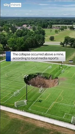 The moment a field collapses as sinkhole opens