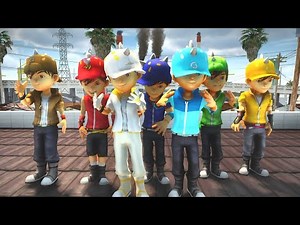 boboiboy galaxy cahaya dan air VS boboibot kuasa lima adudu