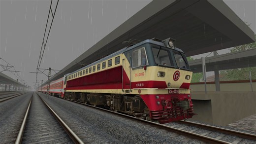 大脸猫雨中冲进映秀站顺带对标停车 | 经典模拟火车 Train Simulator | 川西铁路