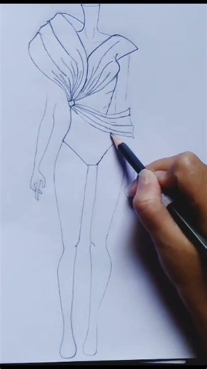 Green One-Shoulder Flowing Gown - Fashion Illustration Tutorial 💚👗 😍✨