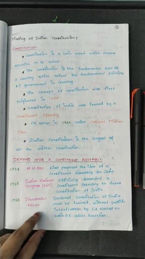 Constitution of India || Handwritten Notes || Indian Polity || #Shorts🔥