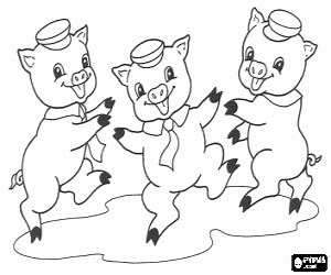 The three happy little pigs coloring page printable game