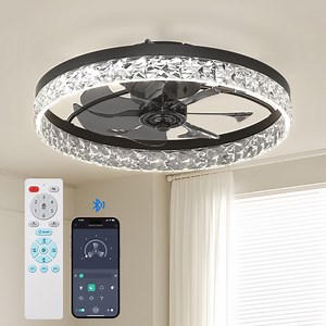 Ceiling Fans with Lights and Remote, 20'' Low Profile Ceiling Fans, 3000-6000K Dimmable Modern Flush Mount LED Fan Light, Fandelier Ceiling Fan for Bedroom, Kitchen, Living Room, Black - Walmart.com