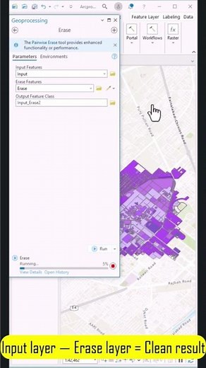 Remove part of a GIS layer in ONE click—Erase Tool ArcGIS Pro #Shorts #gis #dataanalysis