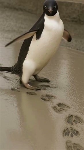 Penguin Trouble! When Curiosity Meets Wet Cement 😂🐧