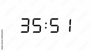 Matte Black Digital Countdown Timer Starting at 40:00 (40 seconds) on White Background, Featuring High-Visibility LED Display. 4K Motion Graphics