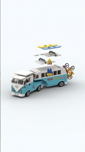 LEGO Volkswagen T1 Van with Travel Trailer MOC