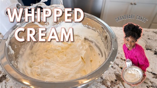 Super easy & delicious whipped cream with just 3 simple ingredients!! The perfect compliment to all of your desserts! 😋🍰 | Grandbaby Cakes by Jocelyn Delk Adams