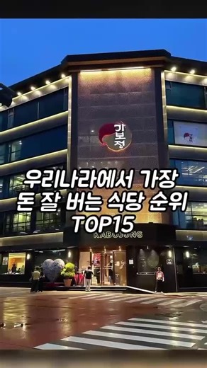 돈 잘 버는 식당 순위: 매출 TOP 15