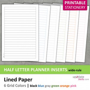 Printable Writing Paper | Half-Letter Lined Paper Wide Rule