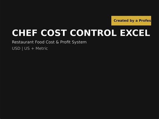 Chef Cost Control Excel | Restaurant Food Cost Calculator | Menu Engineering & Profit Tool | USD US + Metric - Etsy Australia