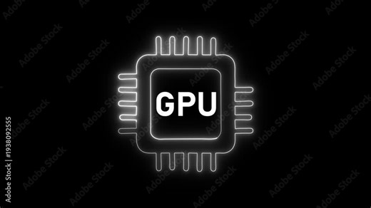 GPU processor microchip icon animation. GPU processor graphics computing concept. GPU processor semiconductor technology symbol.
